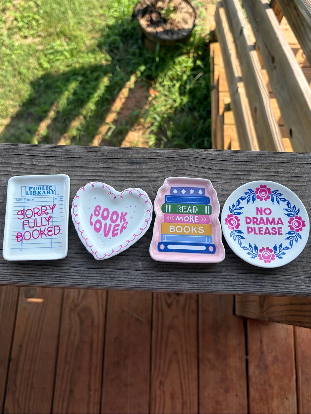 Set of 4 Target Bullseye Playground Book Lover Trinket Dishes